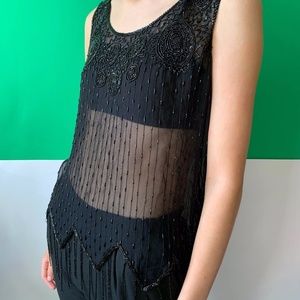 Sheer Beaded Black Blouse